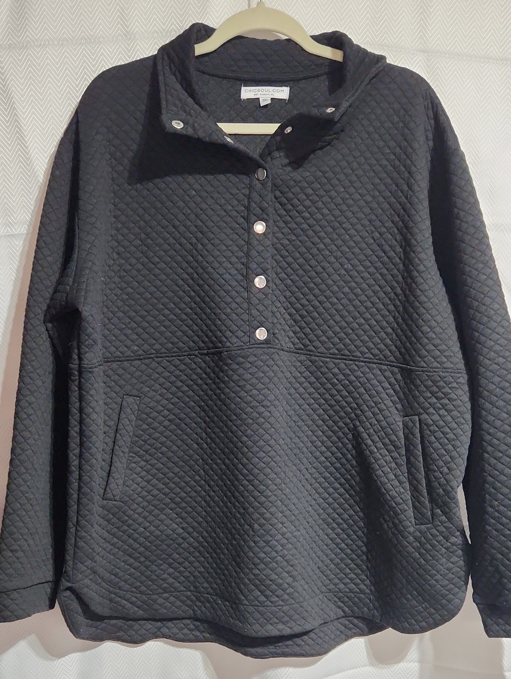 1XL Chic Soul Quilted Black Pullover